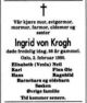 Dødsannonse Ingrid Dora von Krogh
