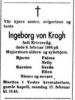 Dødsannonse Ingeborg von Krogh