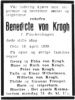 Dødsannonse Benedicte von Krogh