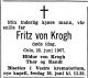 Dødsannonse Fritz von Krogh